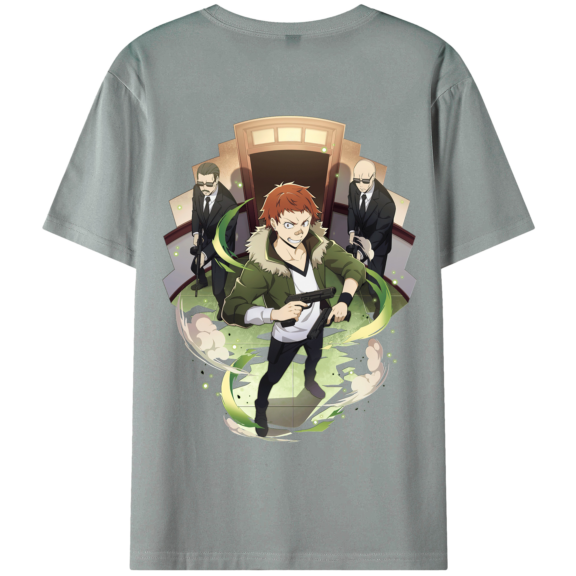 （画像用） 文豪ストレイドッグス Bungo Stray Dogs 綿100％ メンズ半袖Tシャツ（バックプリント） 通気性